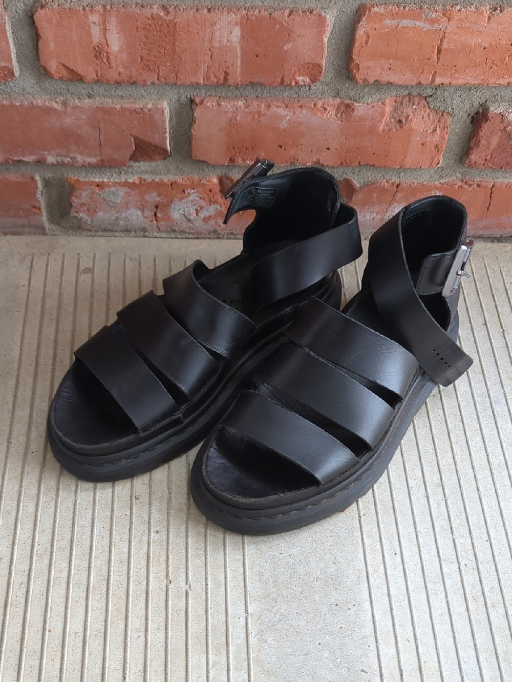 Dr. Martens Clarissa Black Leather Platform Shoes - Vintage